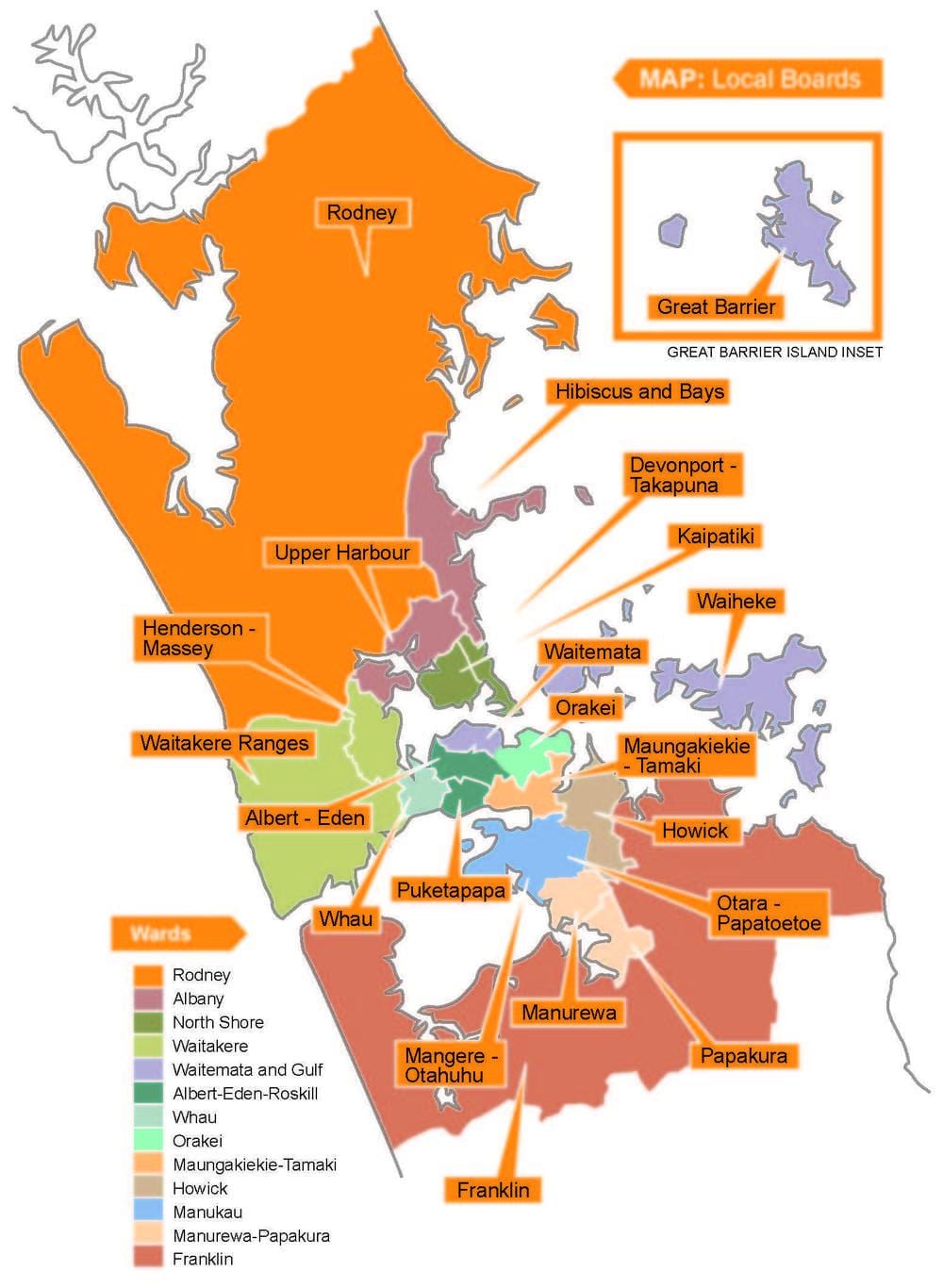 Auckland consejo límites mapa