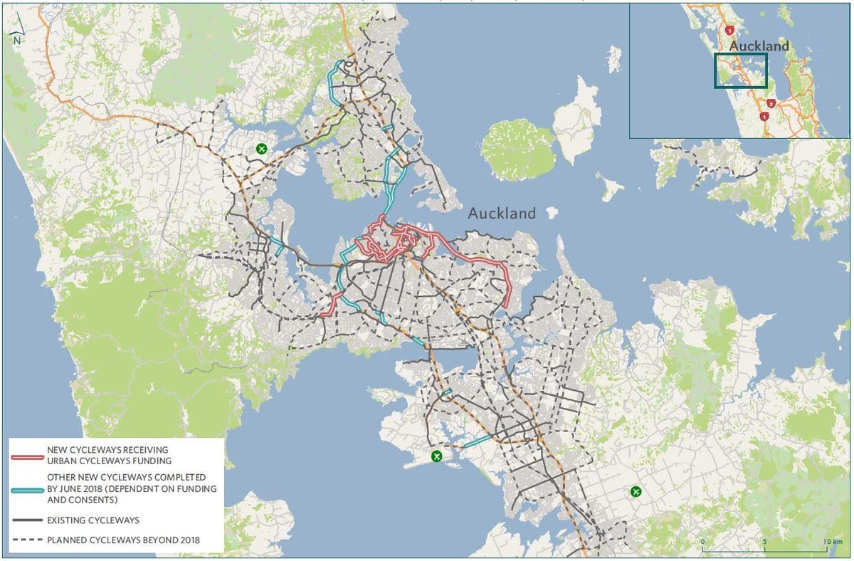 mapa de cycleway Auckland mapa