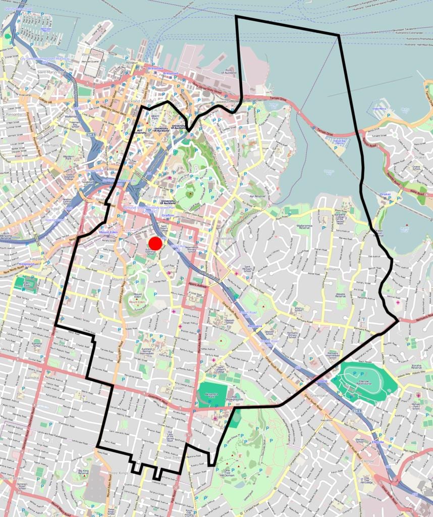 Auckland Grammar school mapa de la zona