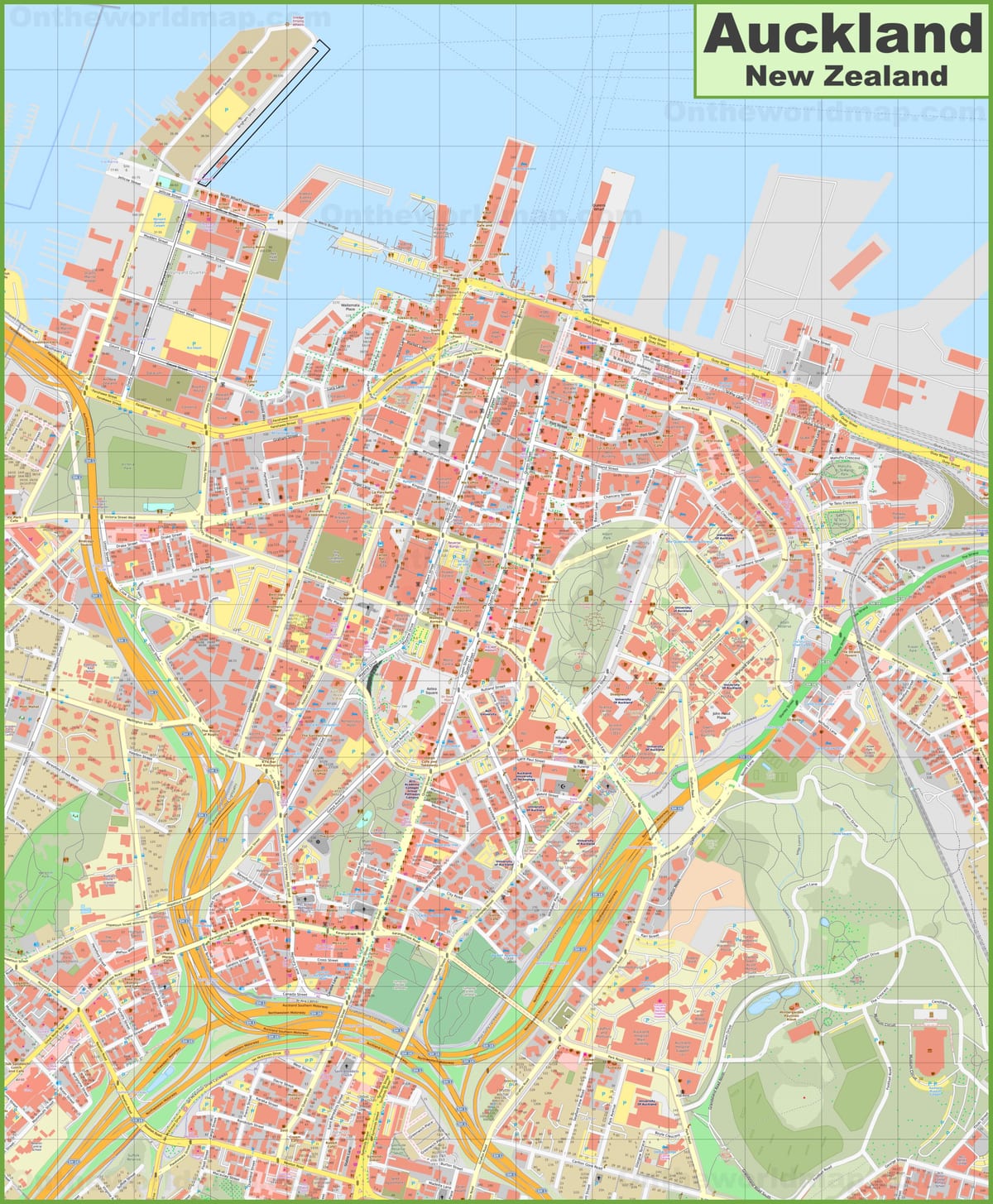 mapa de las calles de Auckland