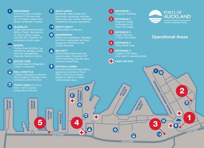 el puerto de Auckland mapa