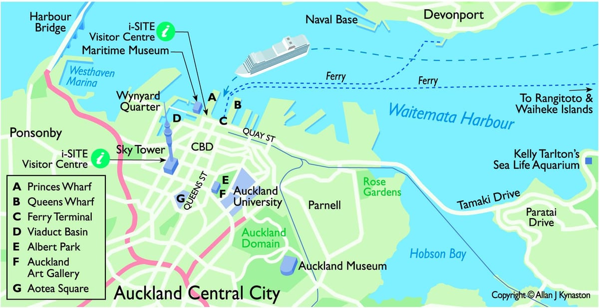 Auckland terminal de cruceros mapa