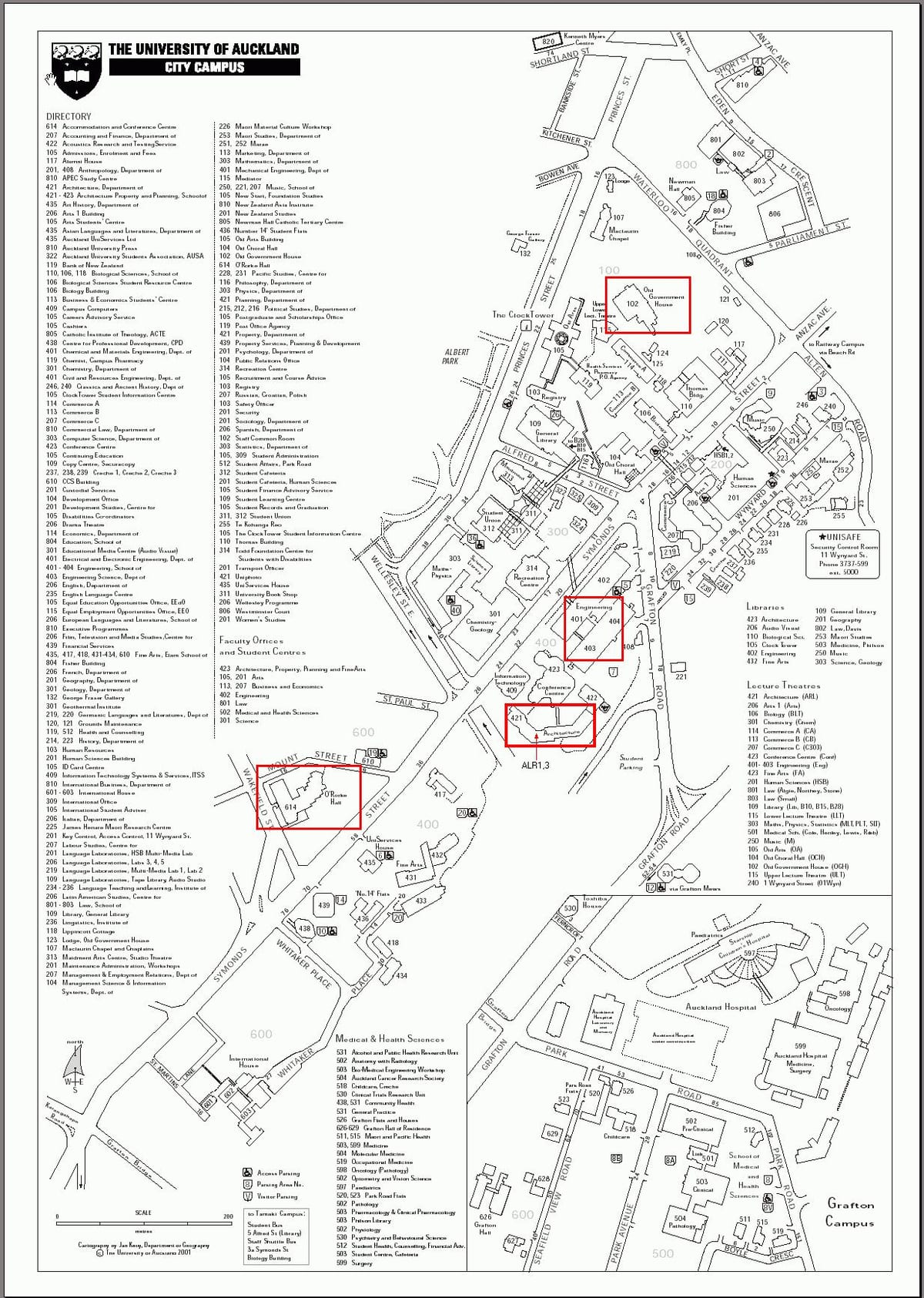 la universidad de Auckland mapa