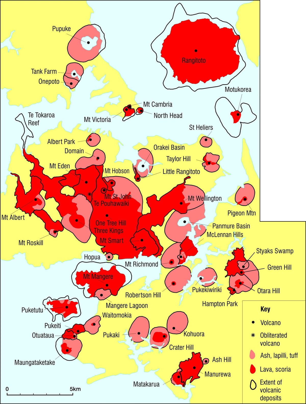 Auckland volcanes mapa