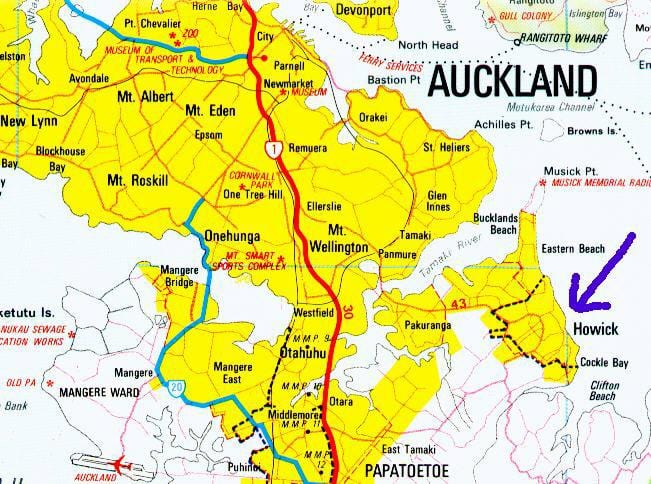 mapa de Auckland Howick