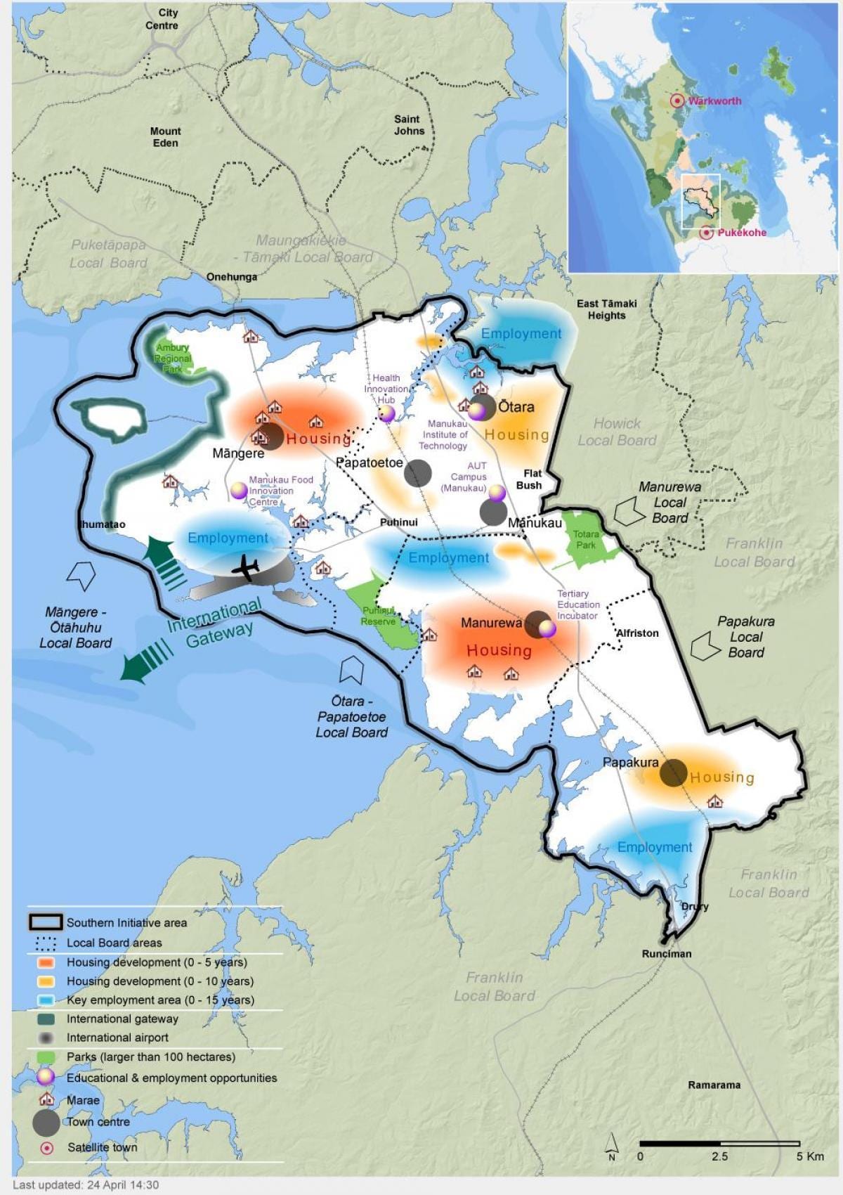 mapa del sur de Auckland