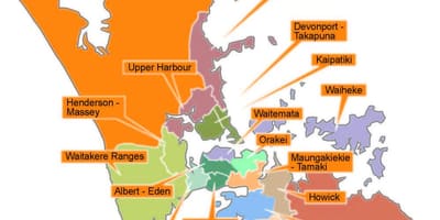 Auckland consejo límites mapa