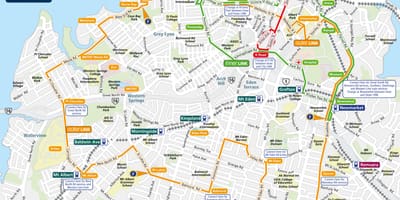 Auckland mapa de ruta de autobús