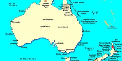Auckland en el mapa del mundo
