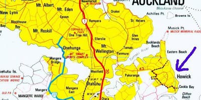 Mapa de Auckland Howick
