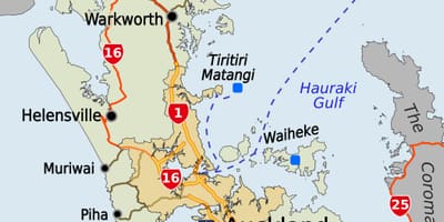 Mapa de la región de Auckland